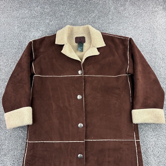 Lauren Ralph Lauren Jackets & Blazers - Lauren Ralph Lauren Faux Suede Coat Womens Petite Medium Brown Sherpa Lined